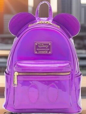 Loungefly Disney Mickey Mouse Holographic Amethyst Purple Backpack
